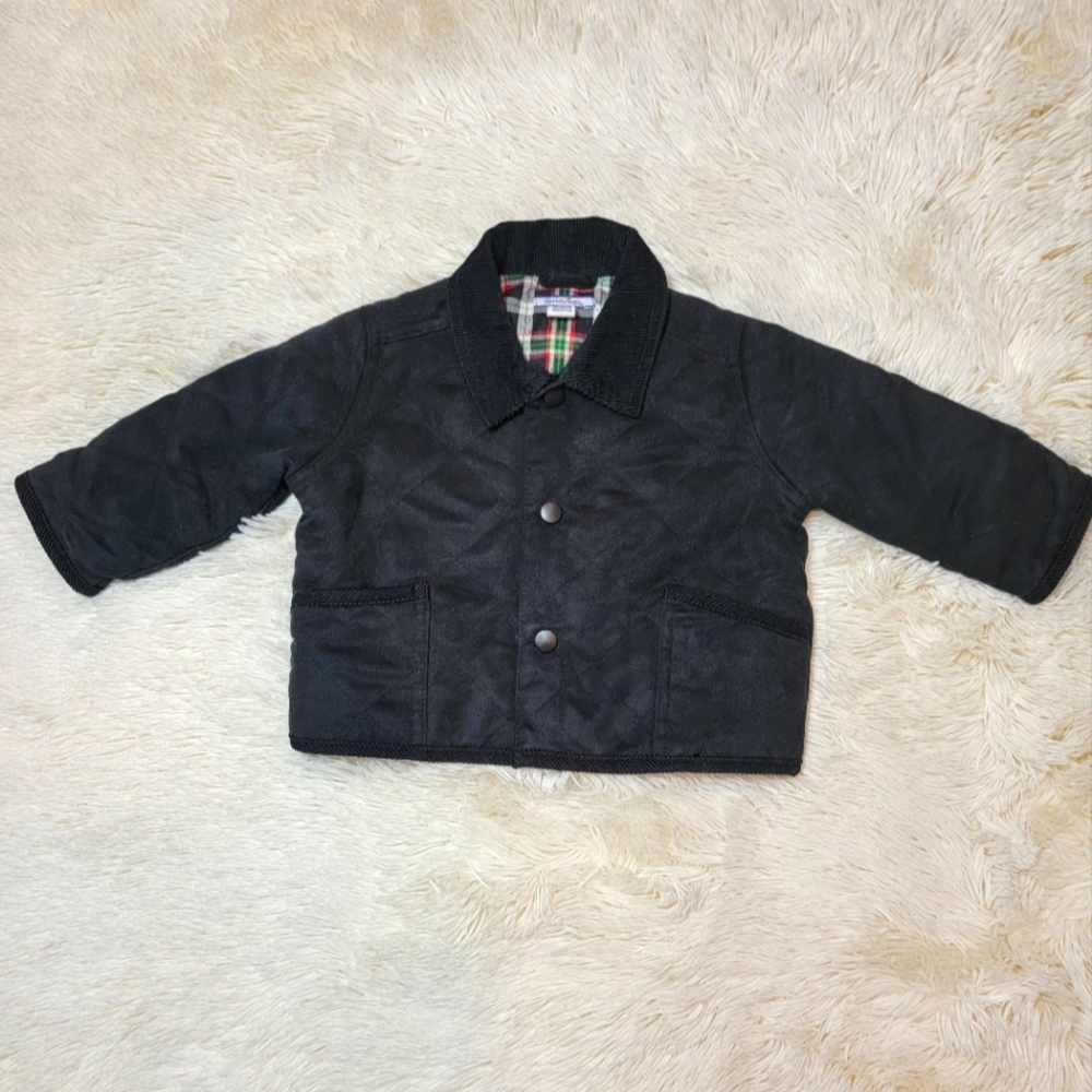 Hartstrings Baby Boys Size 12M Quilted Jacket Suede Coat Black Snap Buttons